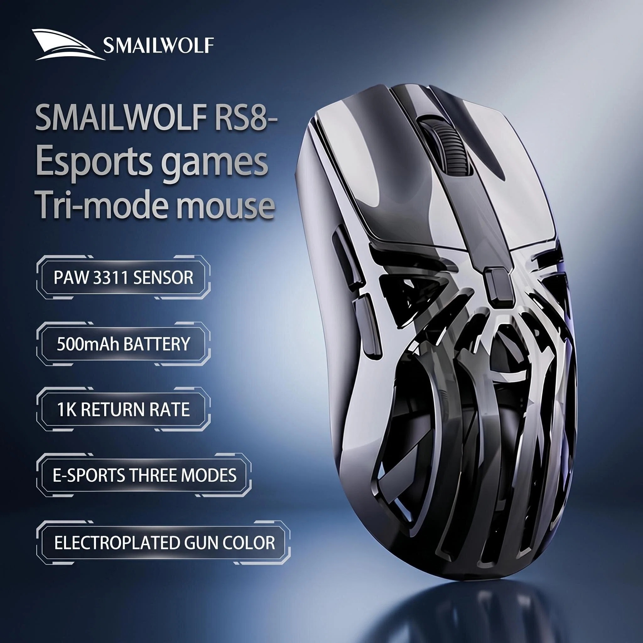 Esports Gaming Mouse Wireless - SMAILWOLF RS8 Hollow Bluetooth wireless 2.4G
