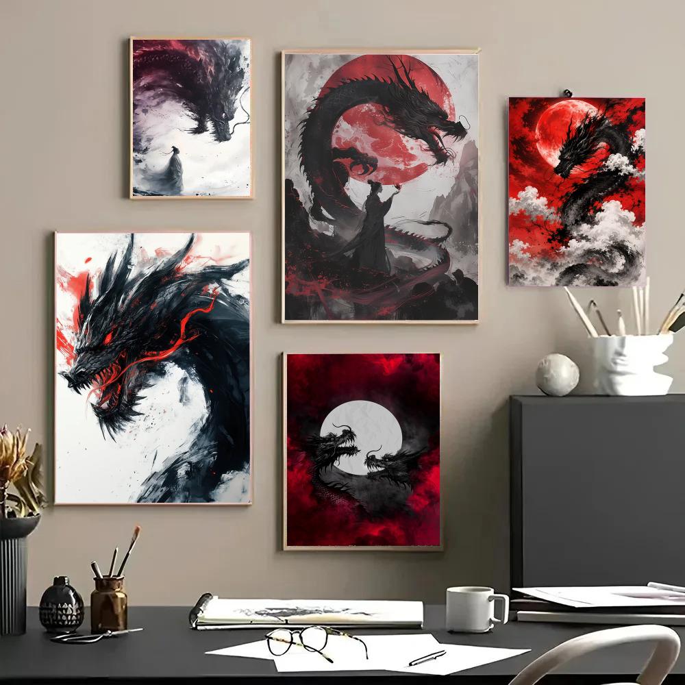 Esports Gaming Poster - Black Dragon Poster Waterproof Stickers Painting