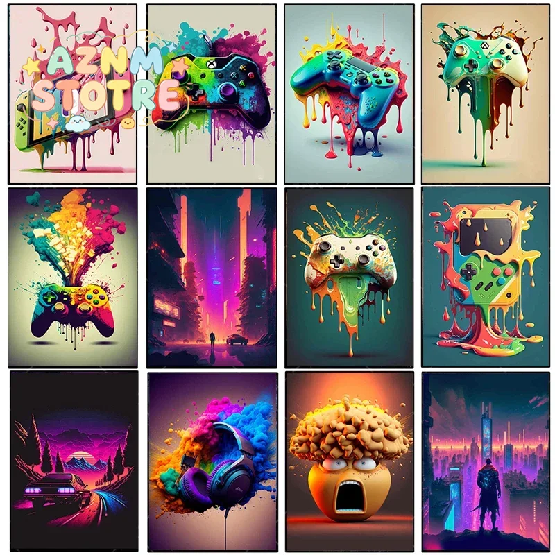 Vintage Canvas Painting Colorf - Esports Gaming Poster 评论和价格