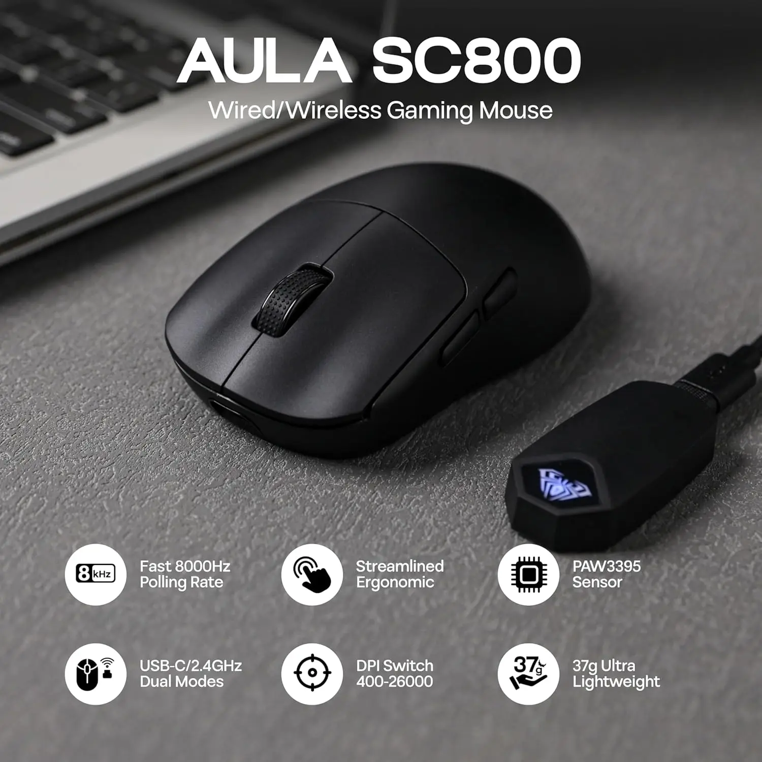 AULA SC800 Gaming Mouse USB-C  - Esports Gaming Mouse Wireless 评论和价格