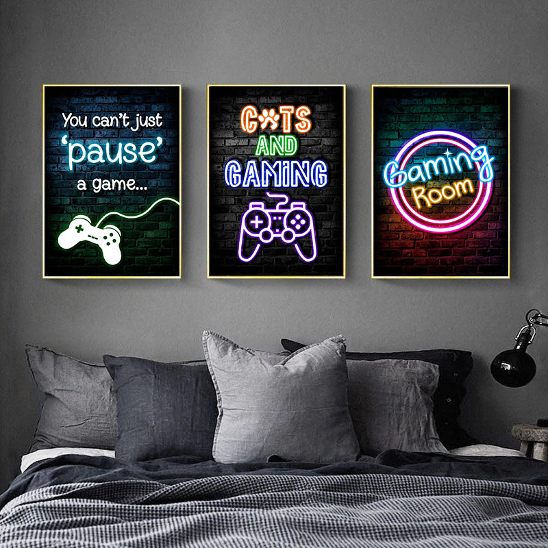 Gaming Neon Eat Sleep Game Rep - Esports Gaming Poster 评论和价格