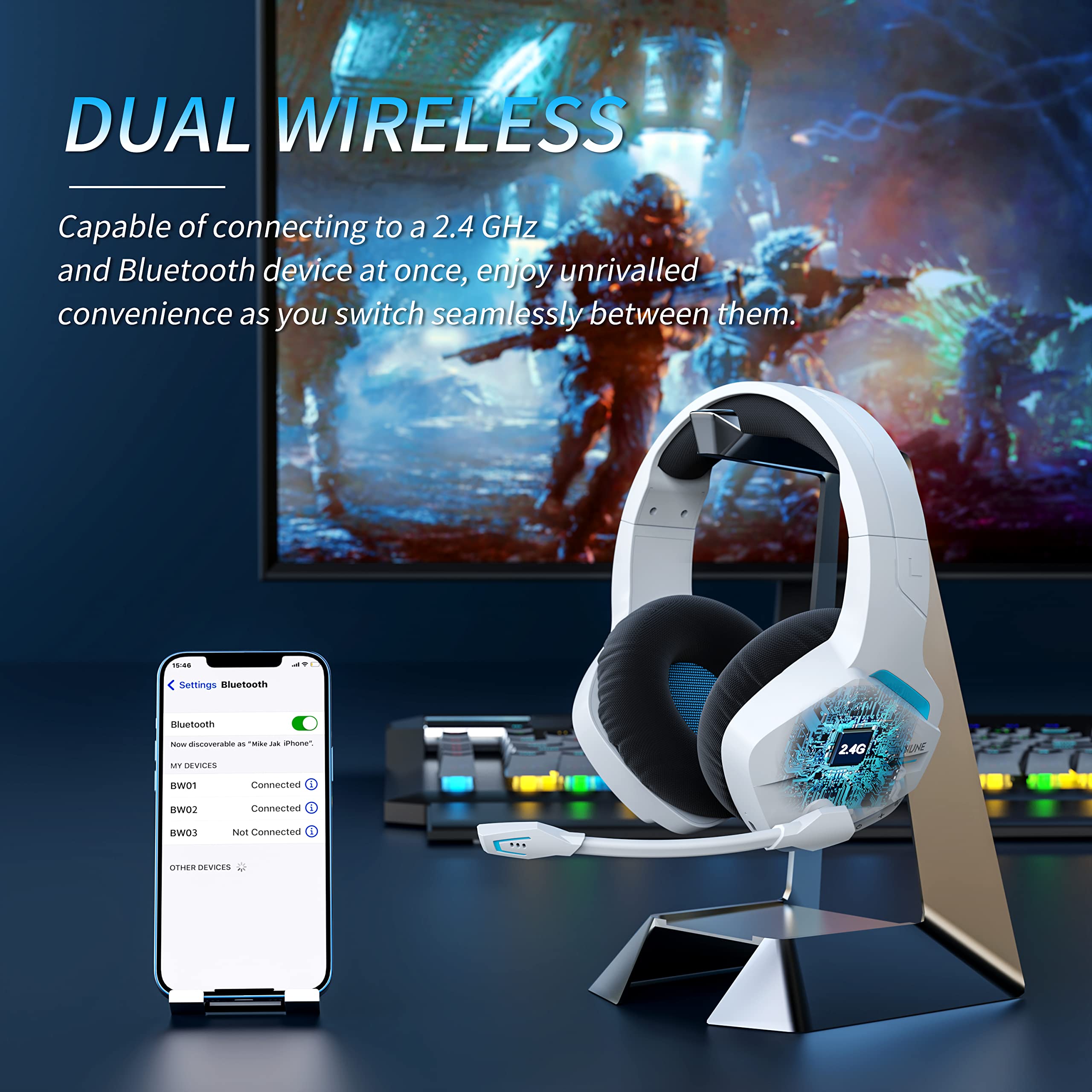 BINNUNE BW01 Gaming Headset wi - Esports Gaming Headphones 评论和价格