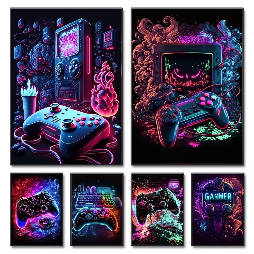 Neon Game Canvas Paintings Gam - Esports Gaming Poster 评论和价格