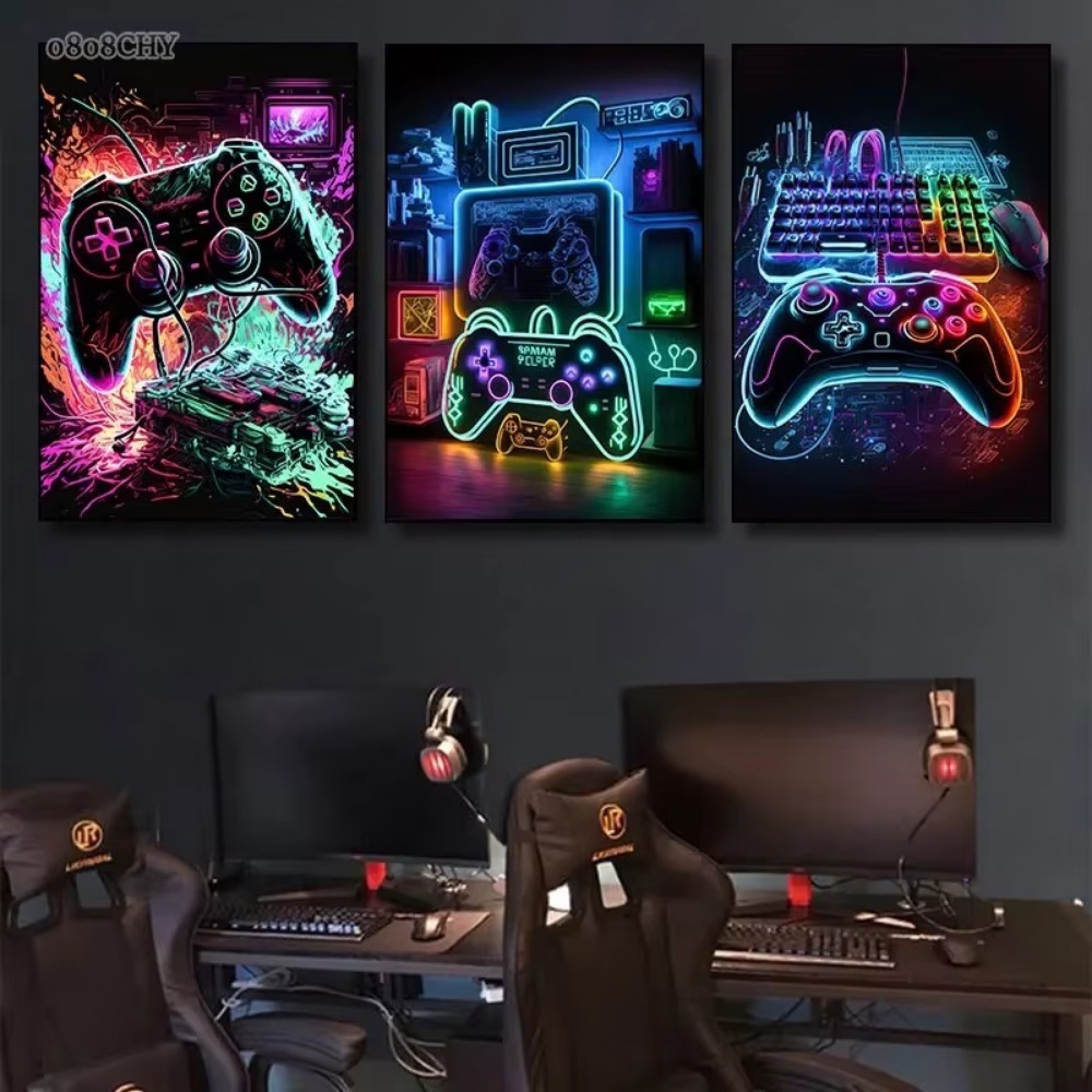 Neon Game Canvas Paintings Gam - Esports Gaming Poster 评论和价格