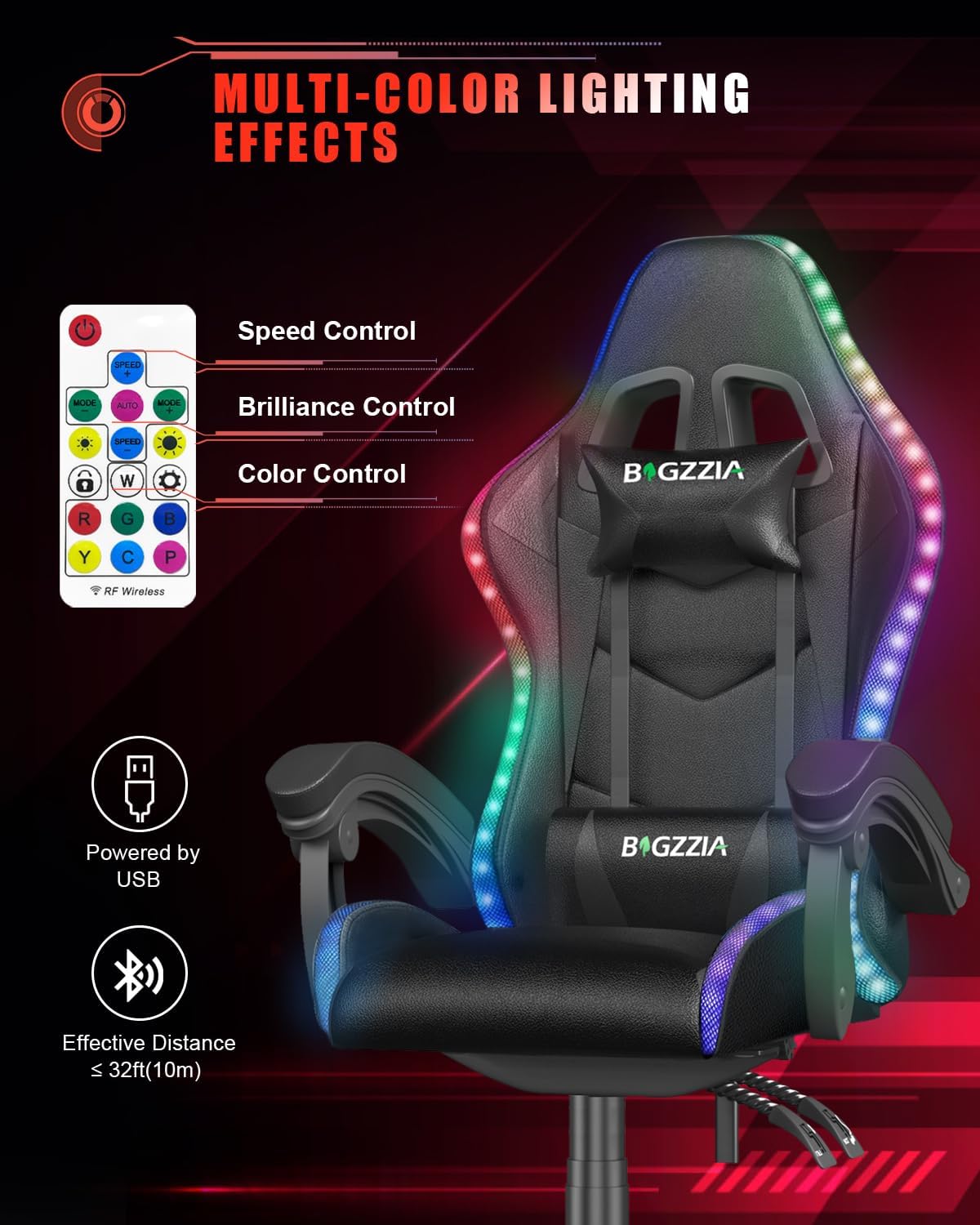 Gaming Chair with RGB LED Ligh - Rgb Gaming Chair 评论和价格