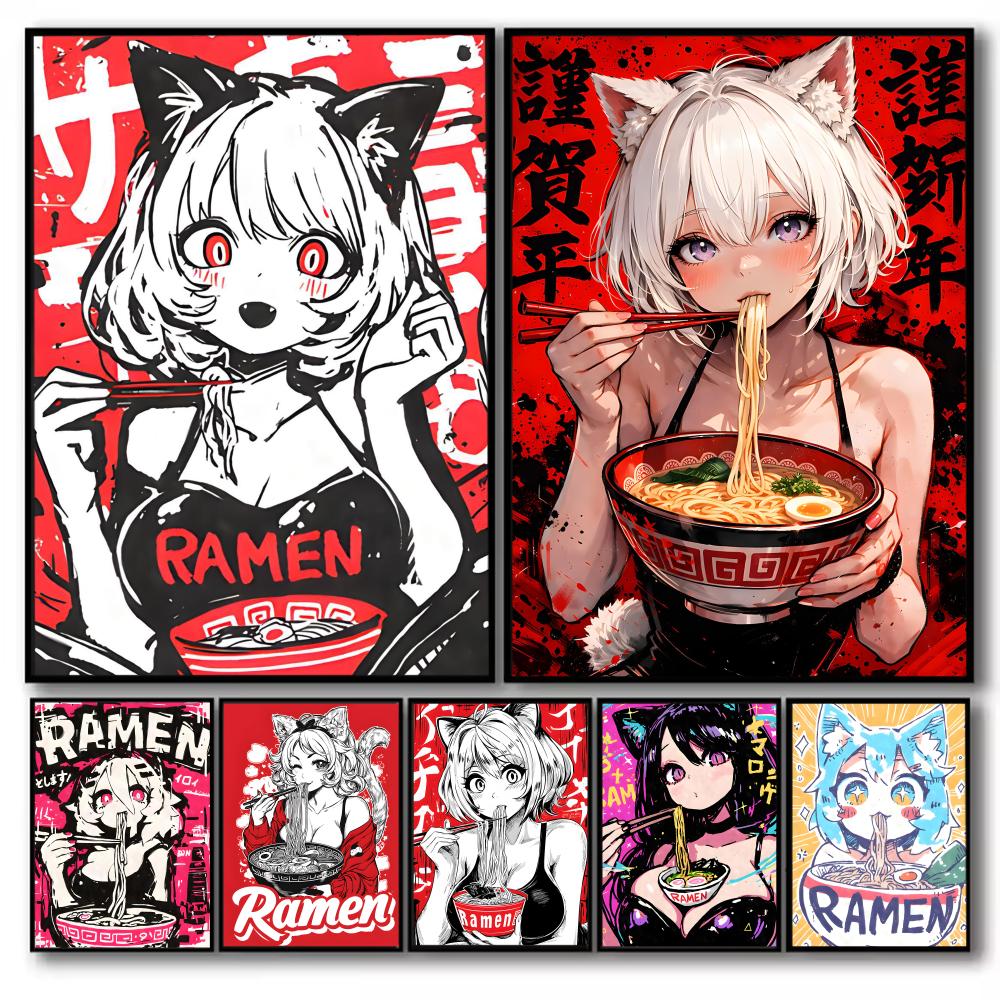 Anime Cat Girl Painting Callig - Esports Gaming Poster 评论和价格