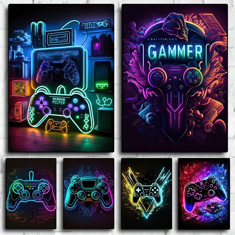 Neon Pop Cool Gaming Wall Art  - Esports Gaming Poster 评论和价格