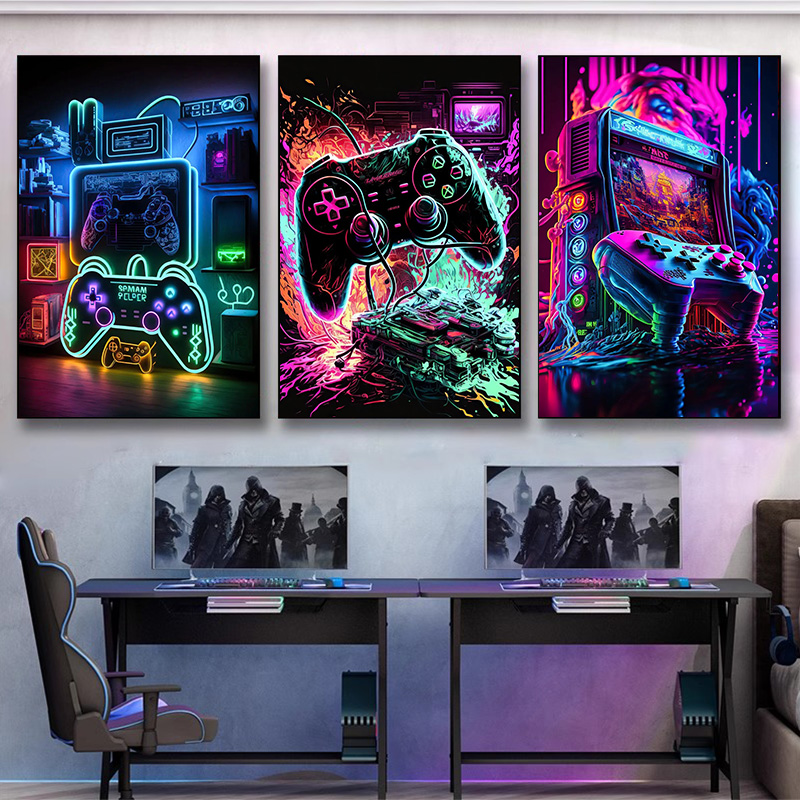 Neon Pop Cool Gaming Wall Art  - Esports Gaming Poster 评论和价格
