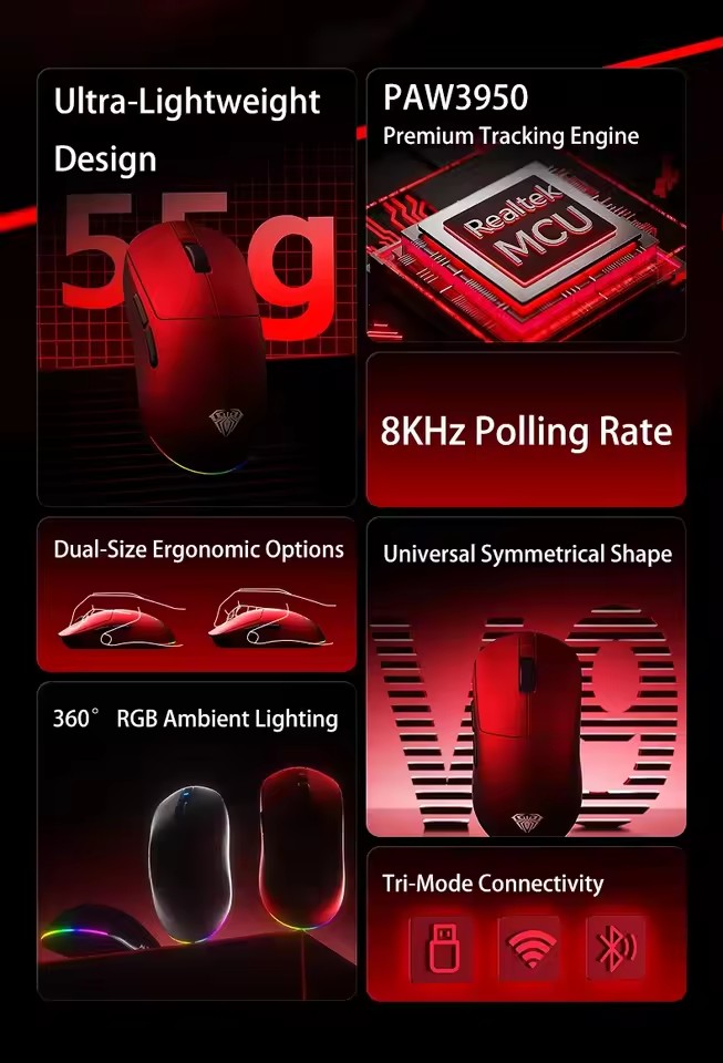 AULA V9 Ultra Wireless Mouse T - Esports Gaming Mouse Wireless 评论和价格